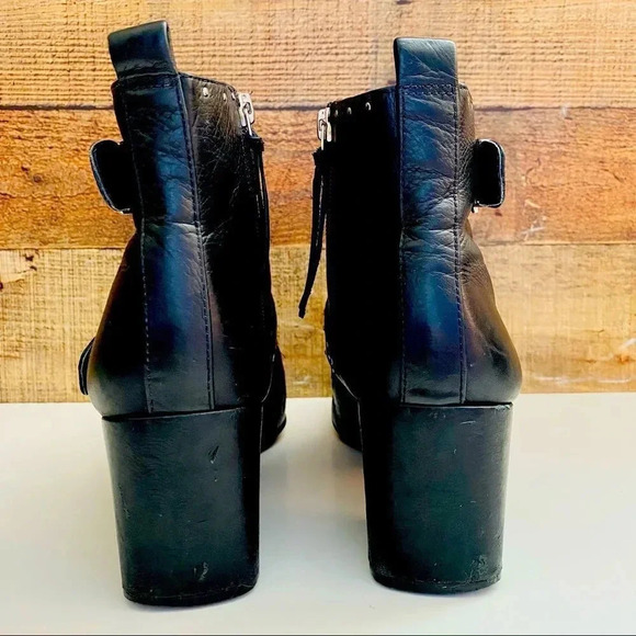 Rebecca Minkoff Logan Studded Buckle Booties Black Lamba - Picture 6 of 10